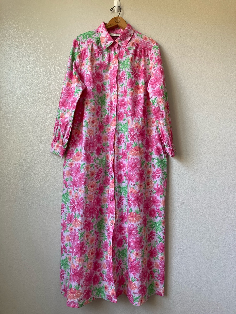 Vintage Comfort choice Pearl Snap Front Long sleeve Bright Floral Dress sz L